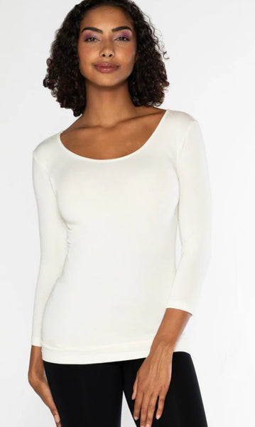 C’EST MOI BAMBOO 3/4 sleeve scoop neck top