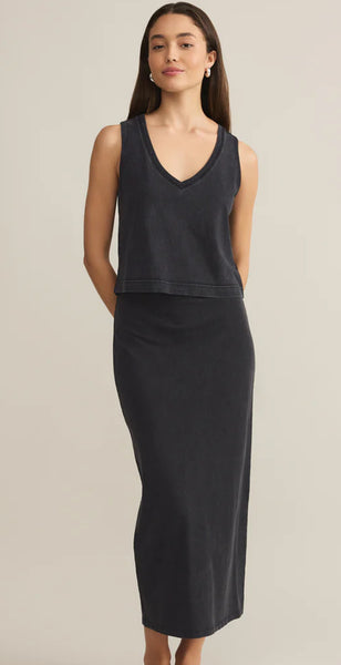 ZSUPPLY GAIL JERSEY DENIM MIDI SKIRT