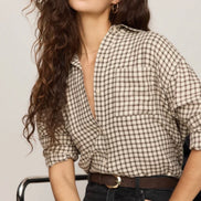 ZSUPPLY RIVER PLAID BUTTON UP-DARK CHOCOLATE