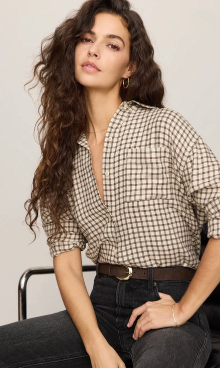 ZSUPPLY RIVER PLAID BUTTON UP-DARK CHOCOLATE