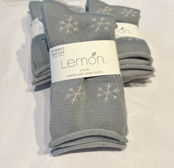 LEMON PILLOW POLYTAM NON TERRY CREW SOCKS 3PK