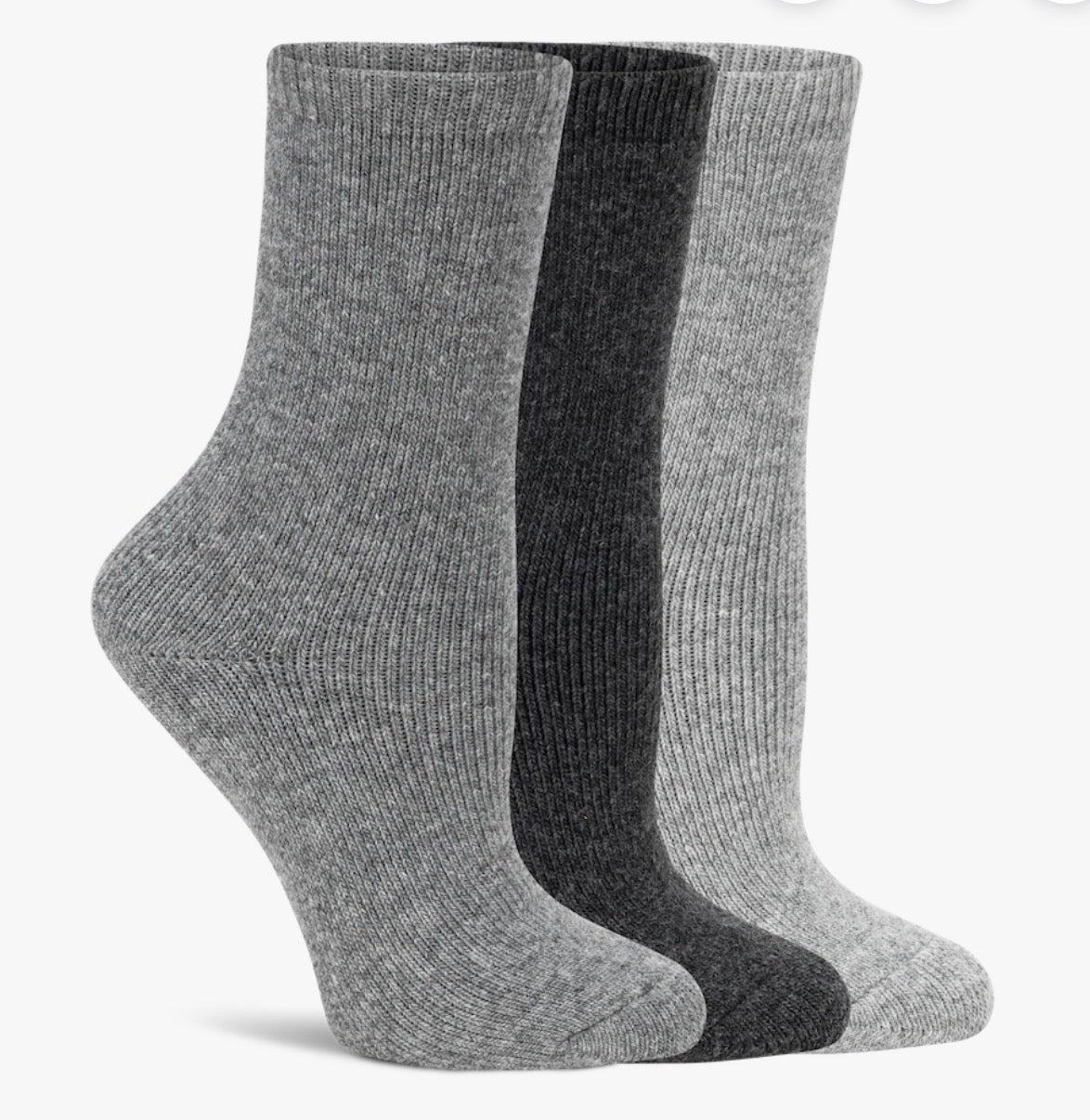 LEMON 3PK WOMENS WOOL HIKER BOOT CREW SOCK -CHARCOAL
