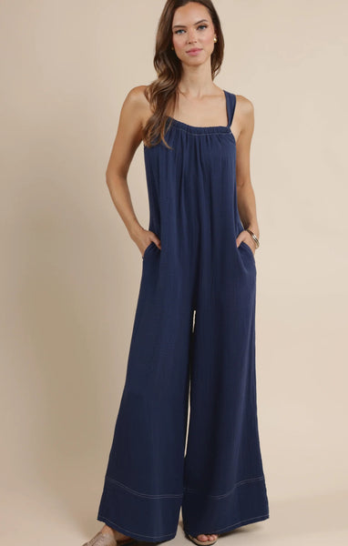 SAGE THE LABEL BREEZY LANE FRAYED HEM JUMPSUIT