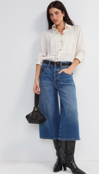 LIVERPOOL LS TUXEDO WOVEN TOP W HIGH COLLAR