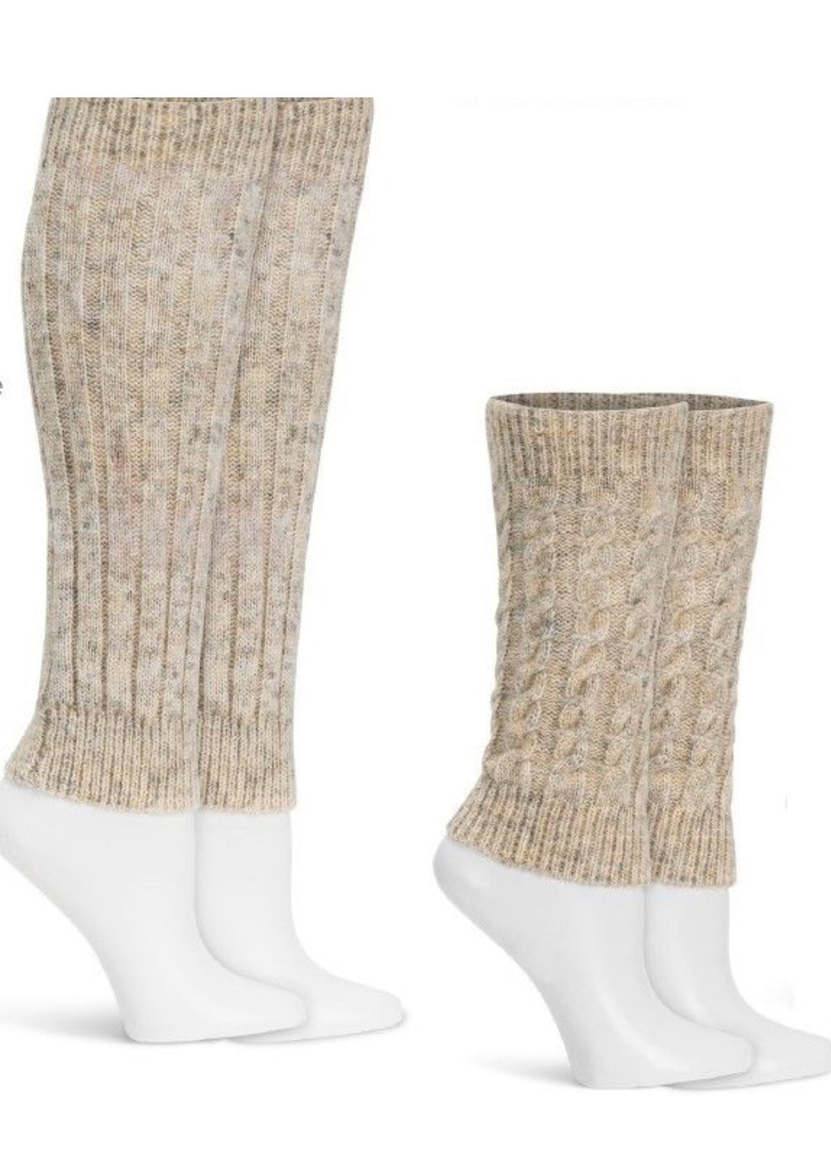 LEMON - 2PK WOMENS LITTLE COTTAGE LEGWARMER - LIGHT BEIGE