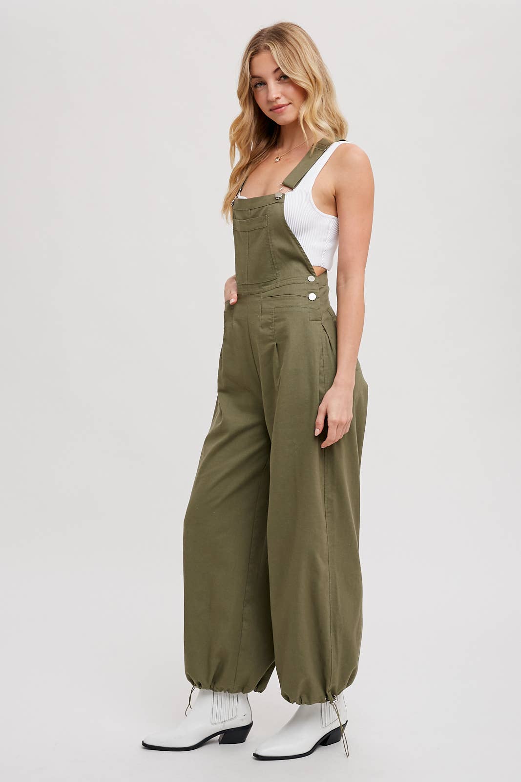 BLUIVY CARGO DRAWSTRING OVERALL JUMPSUIT