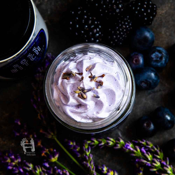Badgerface Blackberry Lavender Foaming Sugar Scrub. Natural Body Scrub.