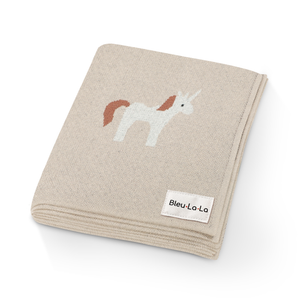 Bleu La La 100% Luxury Cotton Swaddle Receiving Baby Blanket - Unicorn