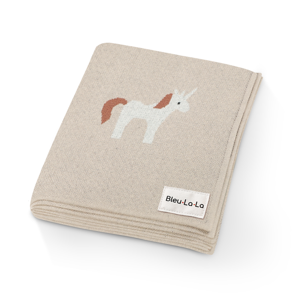 Bleu La La 100% Luxury Cotton Swaddle Receiving Baby Blanket - Unicorn