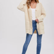 BLUIVY BUTTONED BOUCLE CARDIGAN