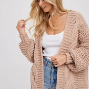 BLUIVY CHUNKY CABLE CARDIGAN