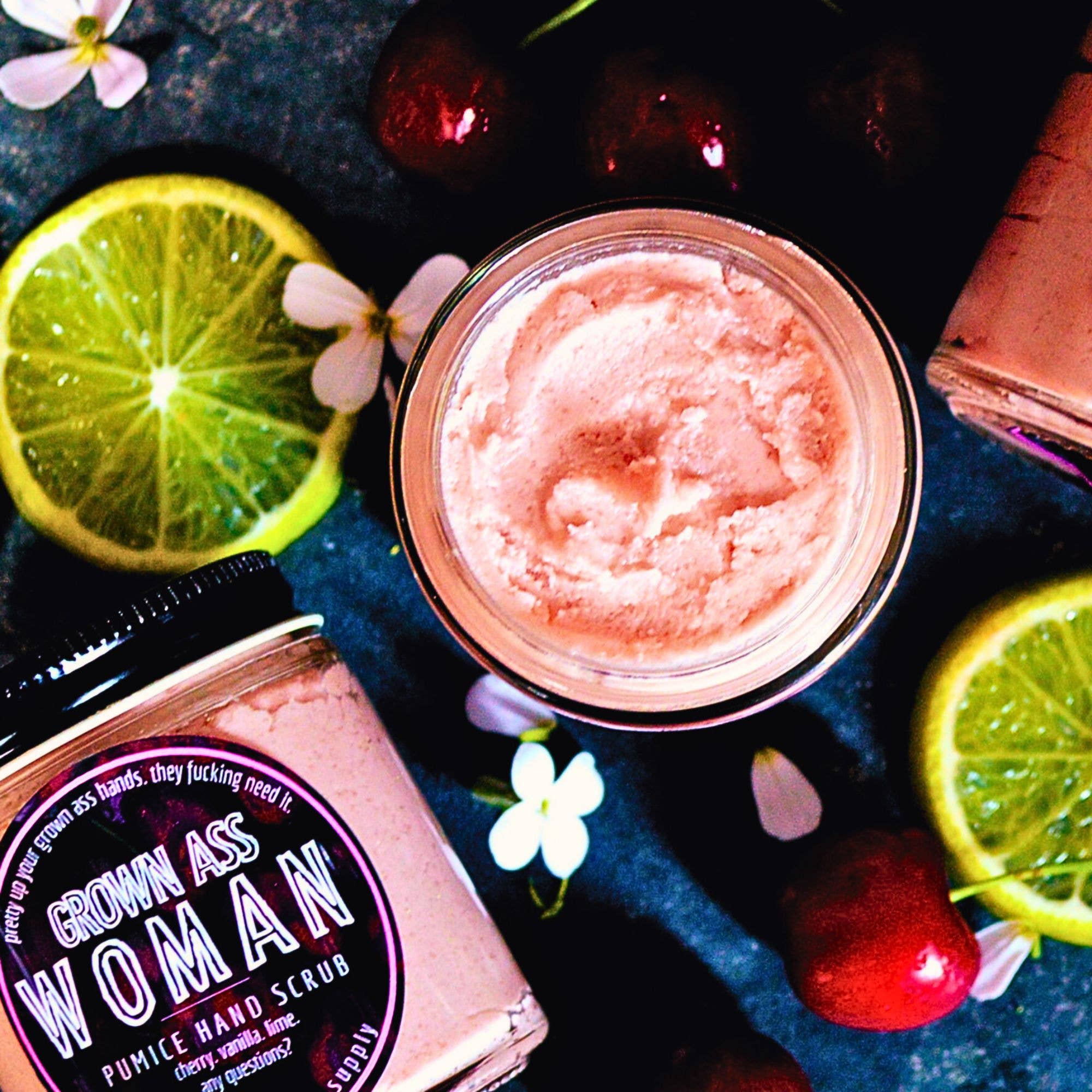 Badgerface Grown Ass Woman Hand Scrub. Cute Gift for Gardeners.