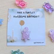 UNLIFTED INK Mini Birthday Card with Glow-in-the-Dark Turtle Cute balloon
