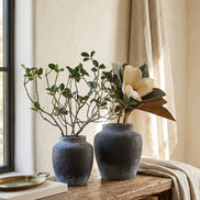 Terracotta Vase, Tall Rounded Charcoal Form - Anera