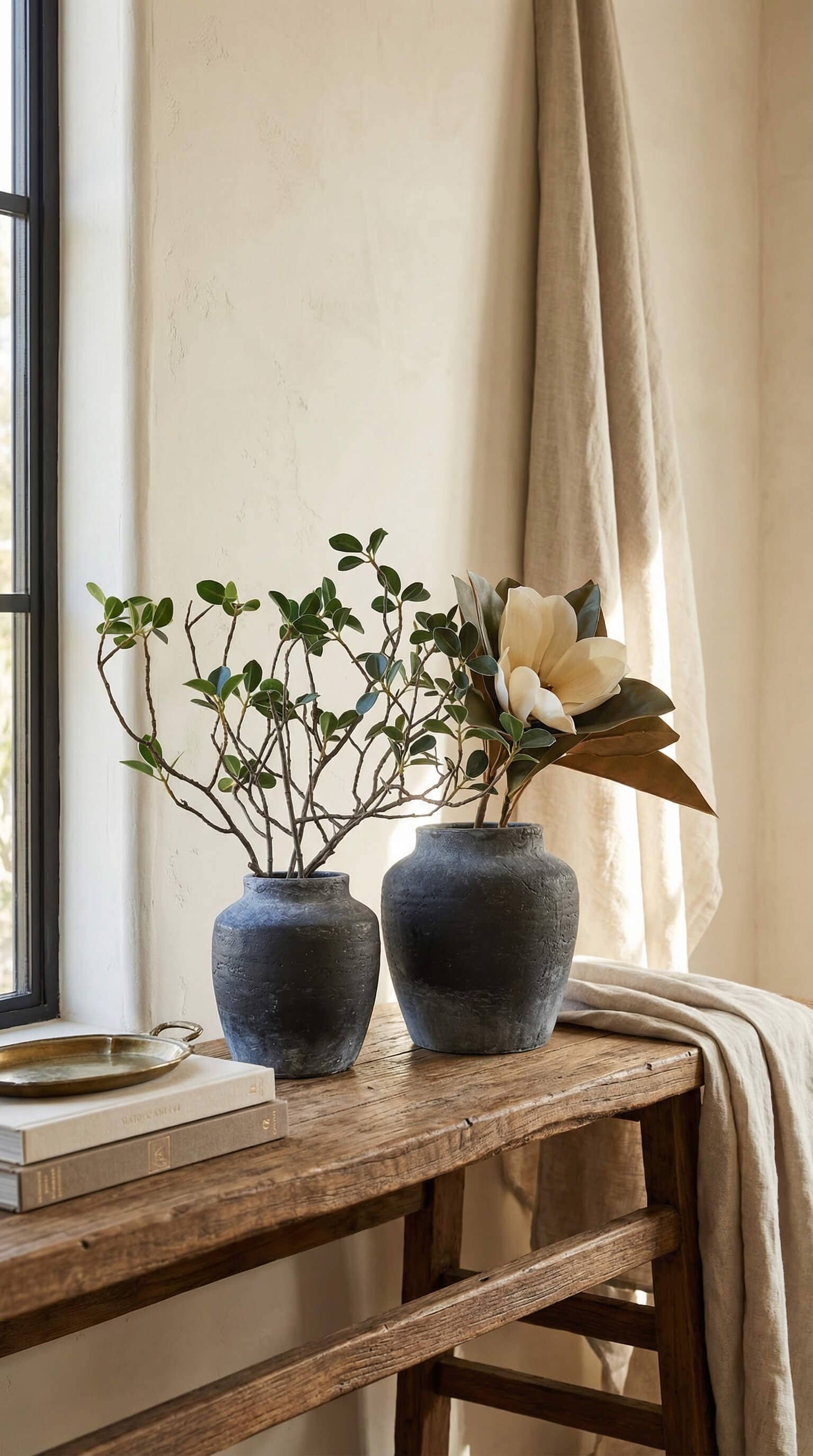 Terracotta Vase, Tall Rounded Charcoal Form - Anera