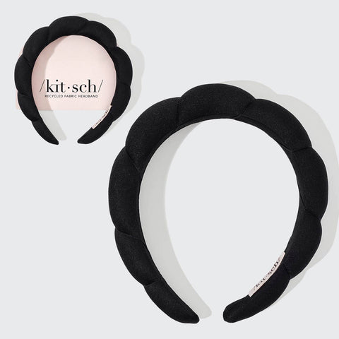KITSCH Recycled Fabric Puffy Headband 1pc- Black