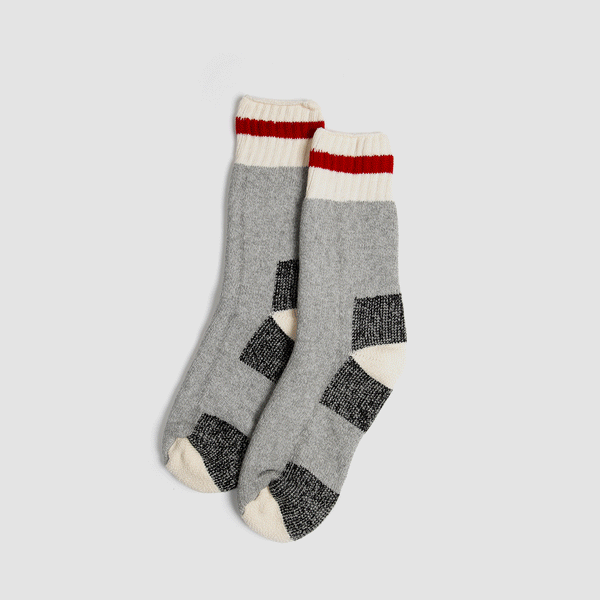 MUTTONHEAD Camp Socks - Grey/Red Stripe