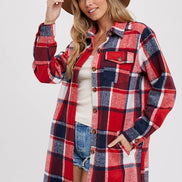 BLUIVY FLANNEL PLAID LONGLINE SHACKET