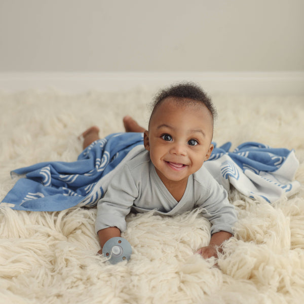 Bleu La La 100% Luxury Cotton Swaddle Receiving Baby Blanket - Rainbow