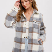 BLUIVY PLAID BRUSHED FLANNEL SHACKET