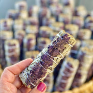 White Sage w/ Lavender Flowers Smudge Sticks in Bulk