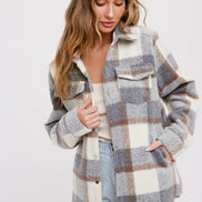 BLUIVY PLAID BRUSHED FLANNEL SHACKET