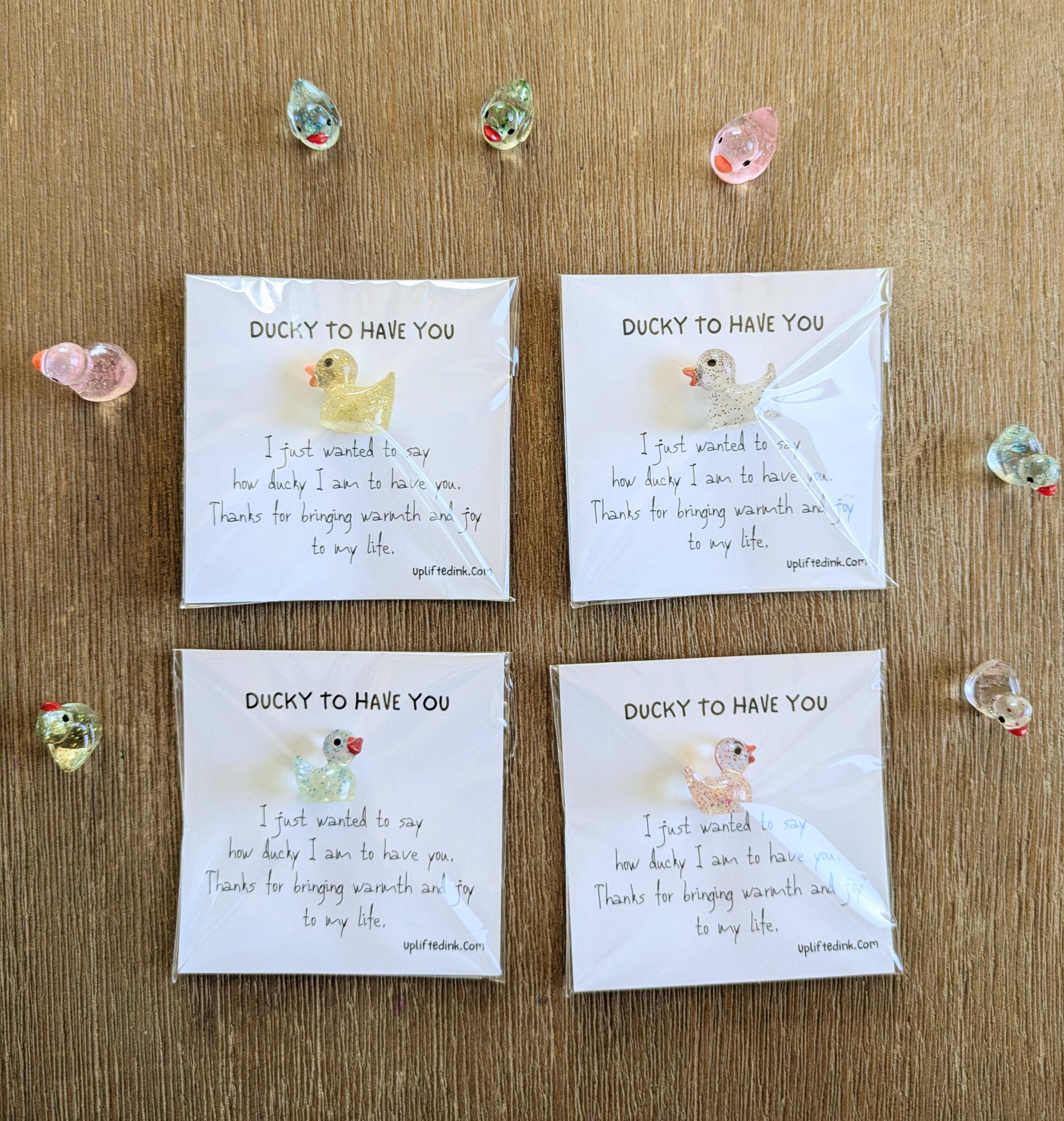 UPLIFTED INK Ducky to Have You Card with Duck Figurine & Custom Message