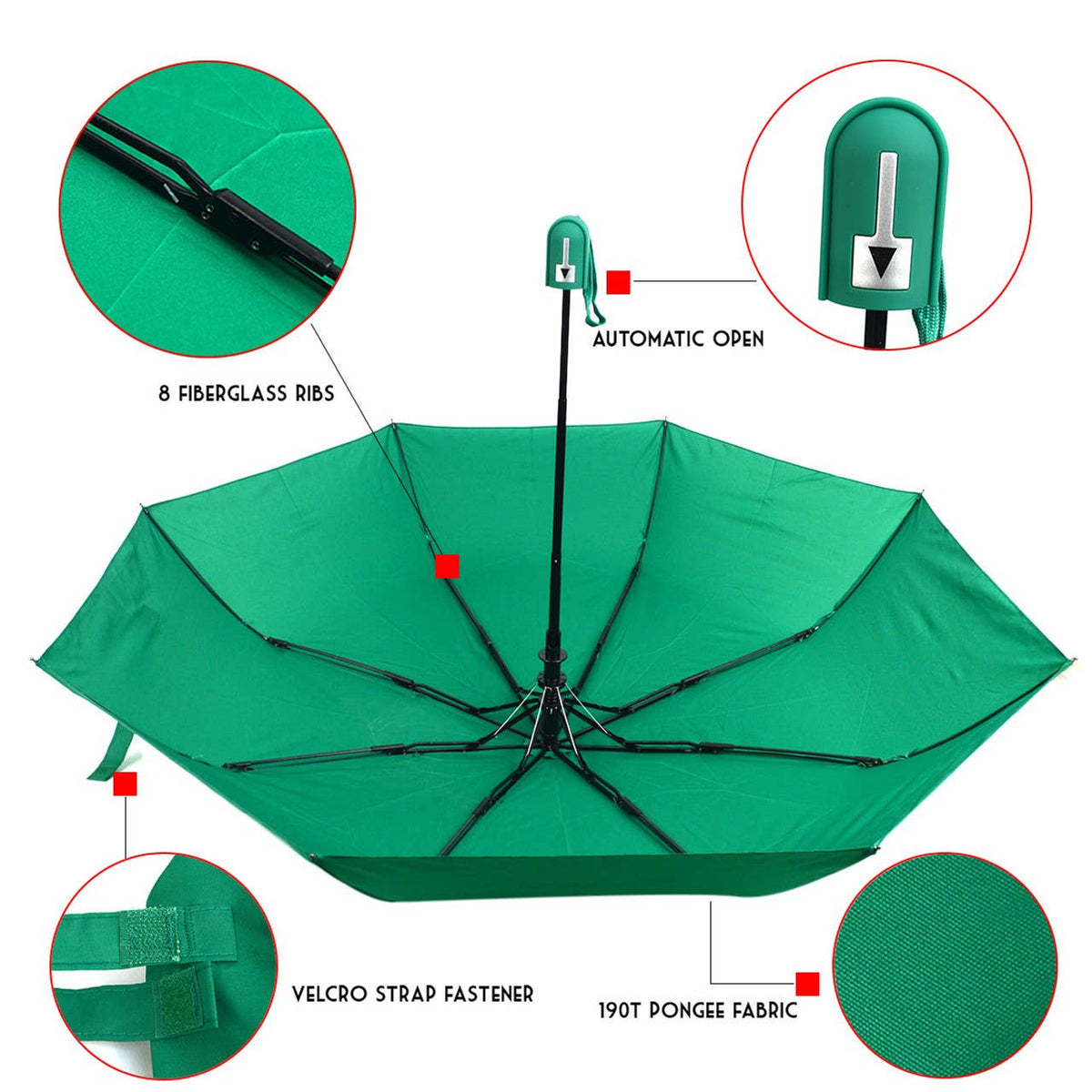 SELINI Auto Open Compact Solid Color Travel Umbrella - UM5029