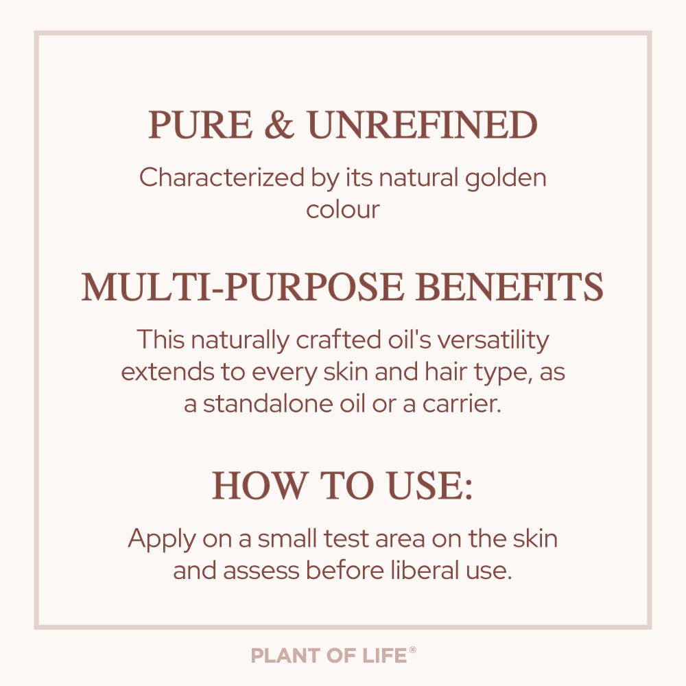 Plant of Life Jojoba Oil | Organic | Skin, Hair, DIY | 100% Pure | Size
