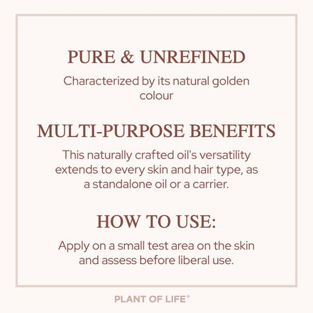 Plant of Life Jojoba Oil | Organic | Skin, Hair, DIY | 100% Pure | Size