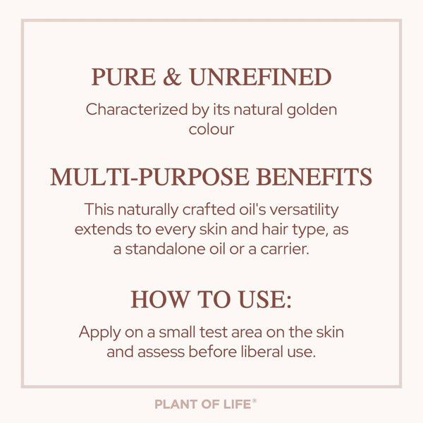 Plant of Life Jojoba Oil | Organic | Skin, Hair, DIY | 100% Pure | Size