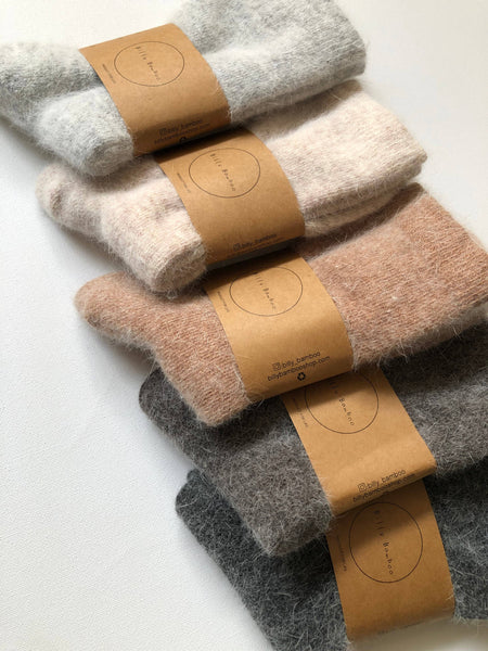 BILLY BAMBOO FLUFFY ANGORA SOCKS - NEUTRAL