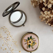 Quince fables Floral Embroidered Compact Mirror, Collection Sophia