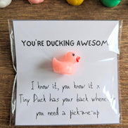 UNLIFTED INK Ducking Awesome Card & Duck Figurine with Message Option