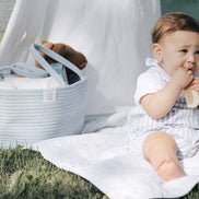 FEPHAS Rope Diaper Caddy | Misty Blue
