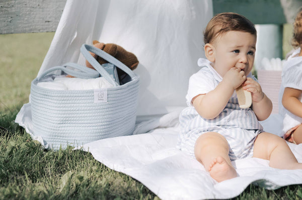 FEPHAS Rope Diaper Caddy | Misty Blue