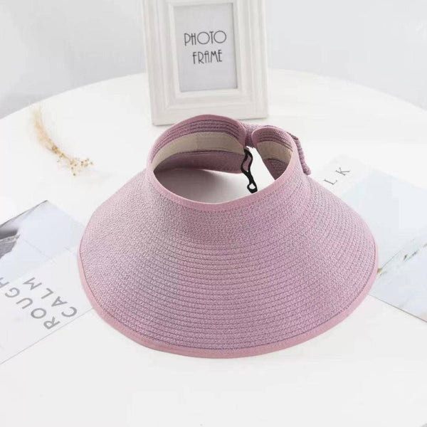 Women’s Wide Brim Roll-up Straw Sun Visor Hat