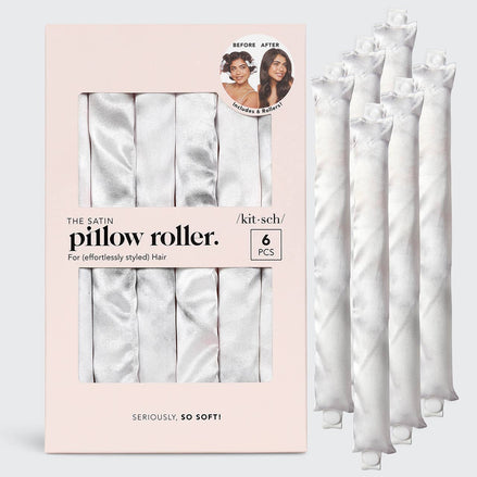 KITSCH Satin Heatless Pillow Rollers 6pc- Soft Marble