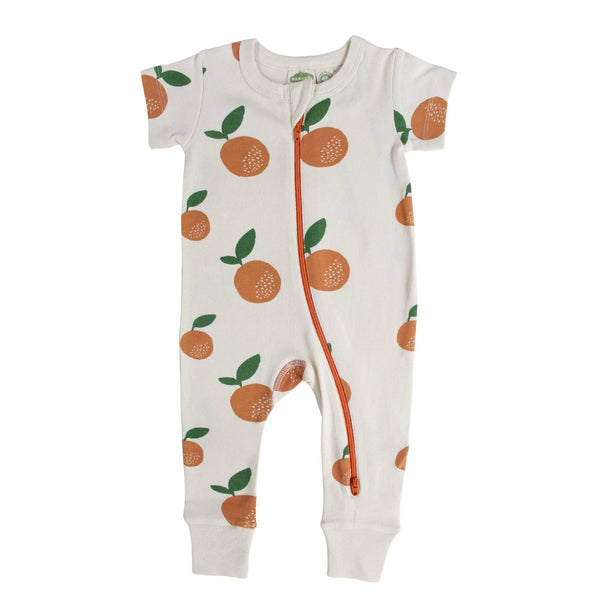BABY Organic Signature Print '2-Way' Zip Romper - Short Sleeve