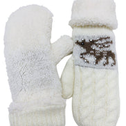 Reversible Reindeer & Sherpa Fleece Mittens