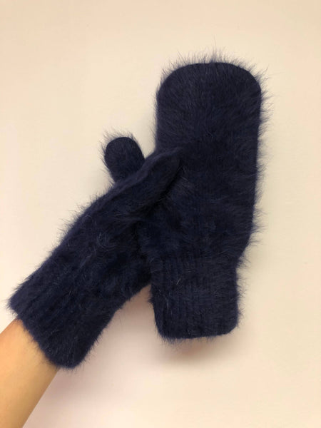 BILLY BAMBOO FLUFFY ANGORA MITTENS - neutral