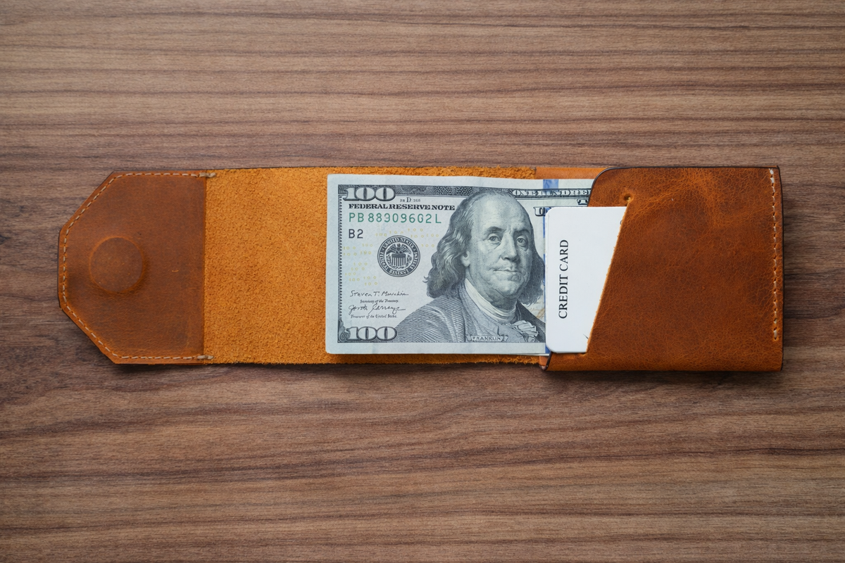 Leather Cash Wallet, Vertical Minimalist Wallet, 2026 wallet