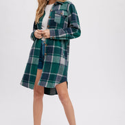 BLUIVY FLANNEL PLAID LONGLINE SHACKET