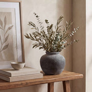 Terracotta Vase, Rounded Charcoal Form - Elna