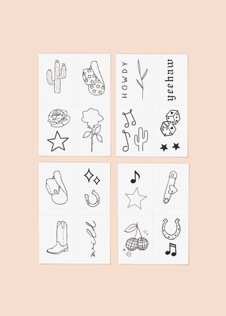 INKED BY DANI Disco Cowgirl Temporary Tattoo Pack