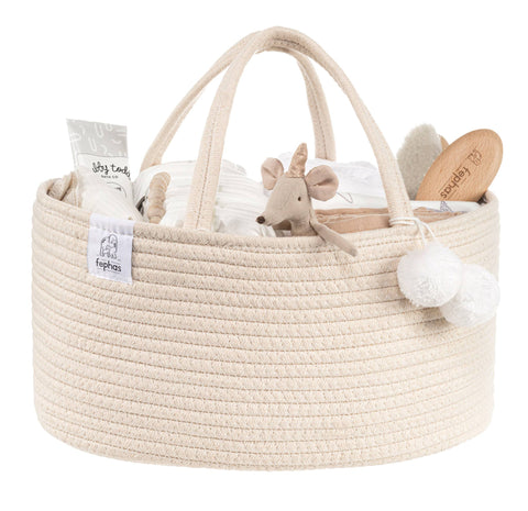 FEPHAS Rope Diaper Caddy/ Beige