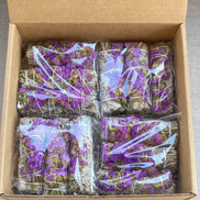 White Sage Smudge Sticks with Purple Flowers in Bulk