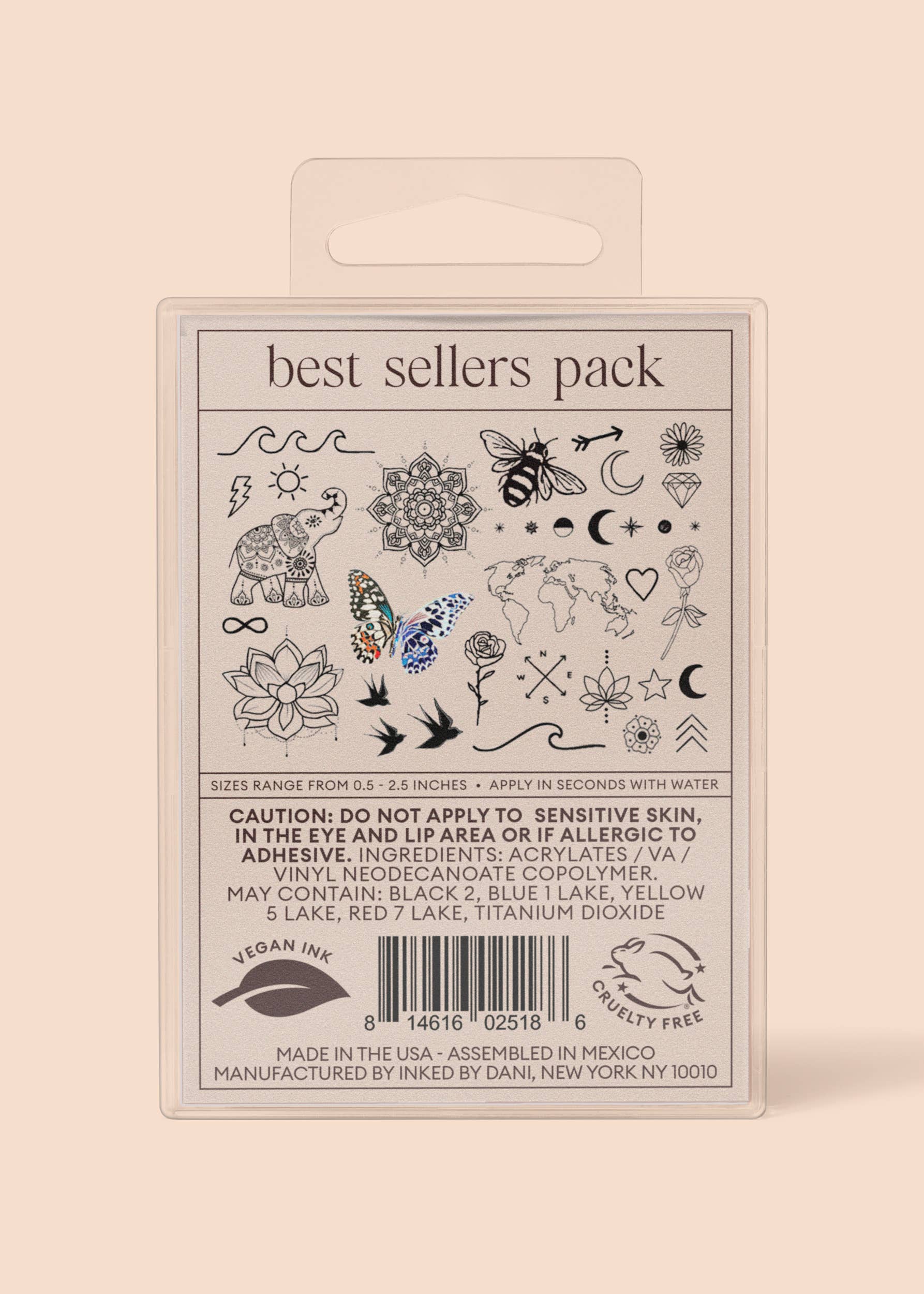 INKED BY DANI Best Sellers Temporary Tattoo Pack