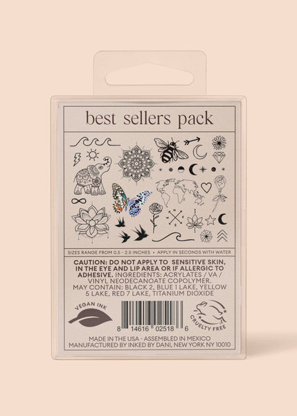 INKED BY DANI Best Sellers Temporary Tattoo Pack