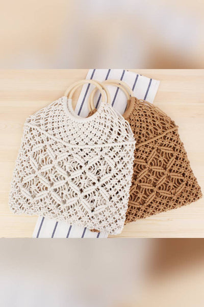 Hand Knitting Beach Straw Bag